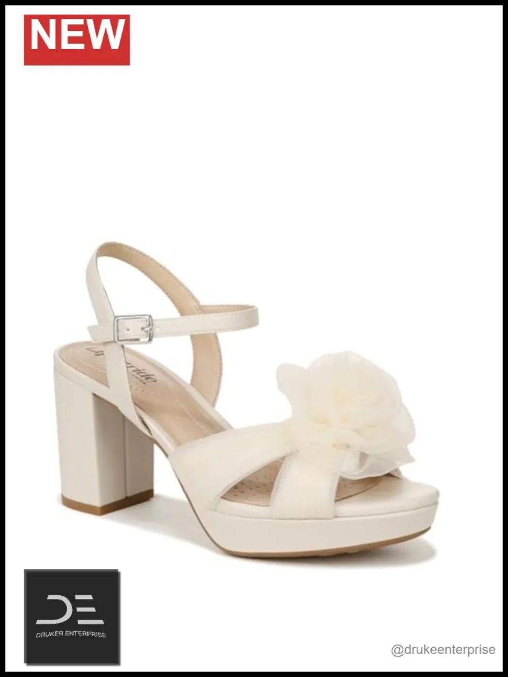 Women's Heeled Dress Sandals with Block Heel and Ankle Strap Faux Leather